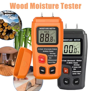 1 бр. е 0-99,9%, два контакт, цифров тестер на влажност на дървесина, измерване на влажност на дървесина, влагомер, детектор за влажност на дървесина, голям LCD дисплей